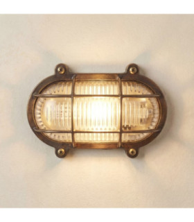 Merchant Solid Brass Oval Flush Bulkhead Antique Brass Finish IP64-1