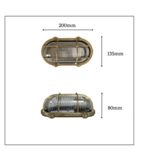 Merchant Solid Brass Oval Flush Bulkhead Antique Brass Finish IP64-2