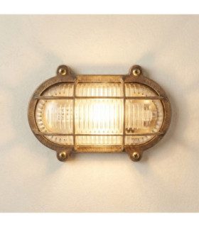 Merchant Solid Brass Oval Flush Bulkhead Raw Brass Finish IP64-1