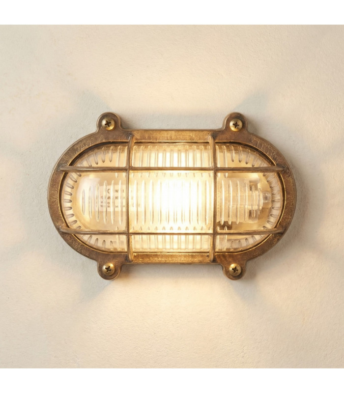 Merchant Solid Brass Oval Flush Bulkhead Raw Brass Finish IP64-1