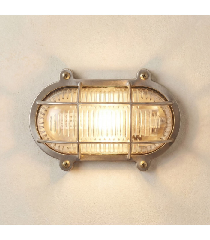 Merchant Solid Brass Oval Flush Bulkhead Satin Nickel Finish IP64-1