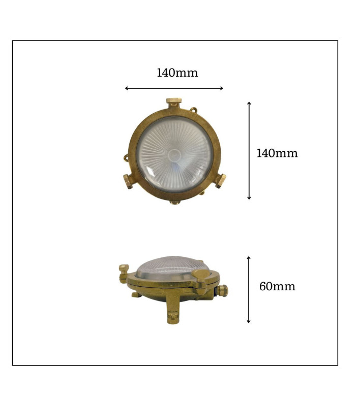 Mini Solid Brass Round 14cm Compass Bulkhead Bulkhead Antique Brass Finish IP44-3