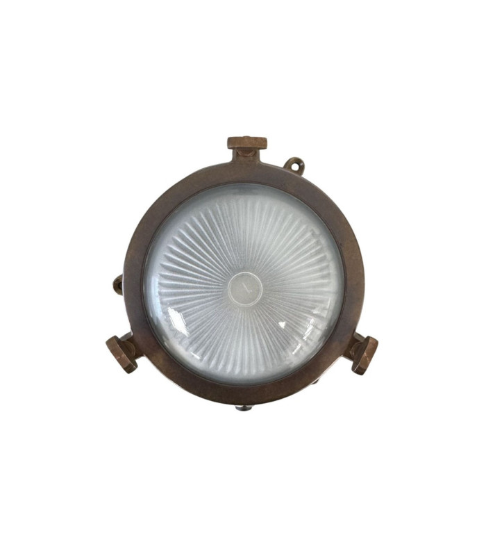Mini Solid Brass Round 14cm Compass Bulkhead Bulkhead Antique Brass Finish IP44-7