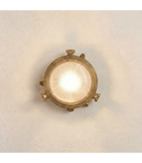 Mini Solid Brass Round 14cm Compass Bulkhead Bulkhead Raw Brass Finish IP44-1