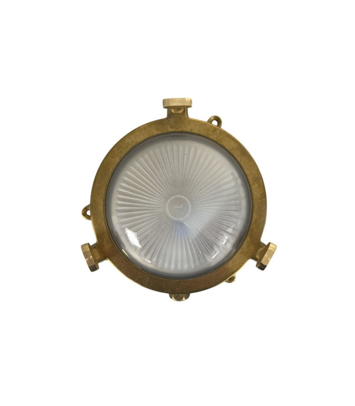 Mini Solid Brass Round 14cm Compass Bulkhead Bulkhead Raw Brass Finish IP44