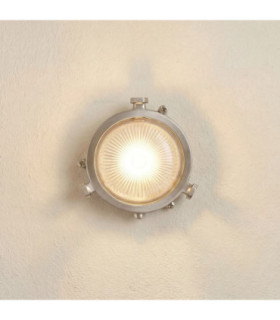 Mini Solid Brass Round 14cm Compass Bulkhead Bulkhead Satin Nickel Finish IP44-1