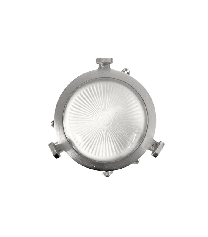Mini Solid Brass Round 14cm Compass Bulkhead Bulkhead Satin Nickel Finish IP44