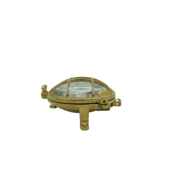 Mini Solid Brass Round 14cm Compass Guard Bulkhead Lamp Satin Nickel Finish IP44-4
