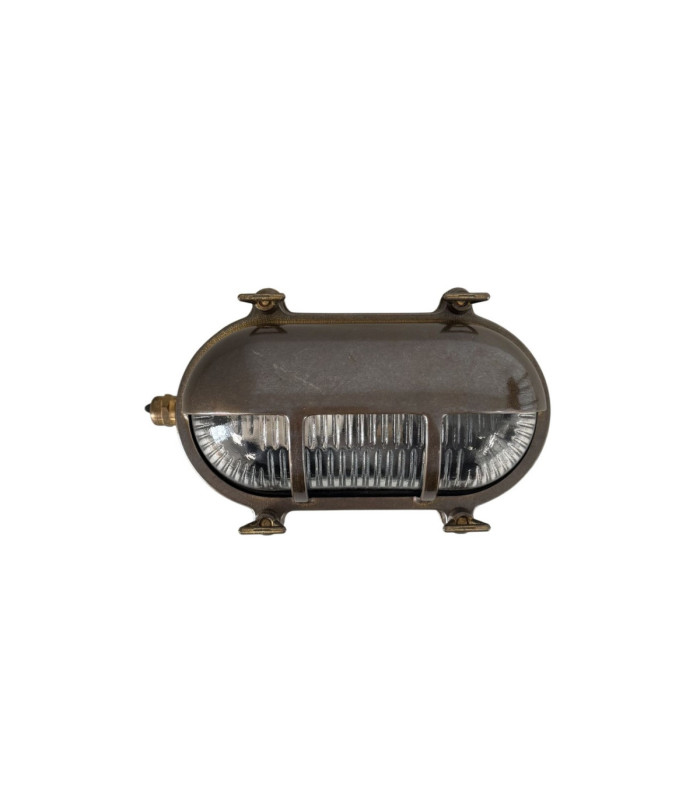 Palaemon Solid Brass Oval Bulkhead Antique Brass Finish IP64-11