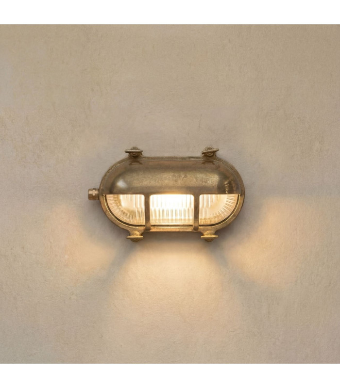 Palaemon Solid Brass Oval Bulkhead Raw Brass Finish IP64-1
