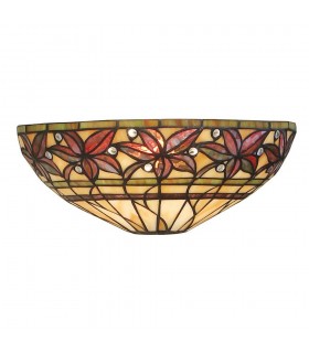 1 Light Indoor Wall Uplighter Dark Bronze with Tiffany Glass, E14 - 1