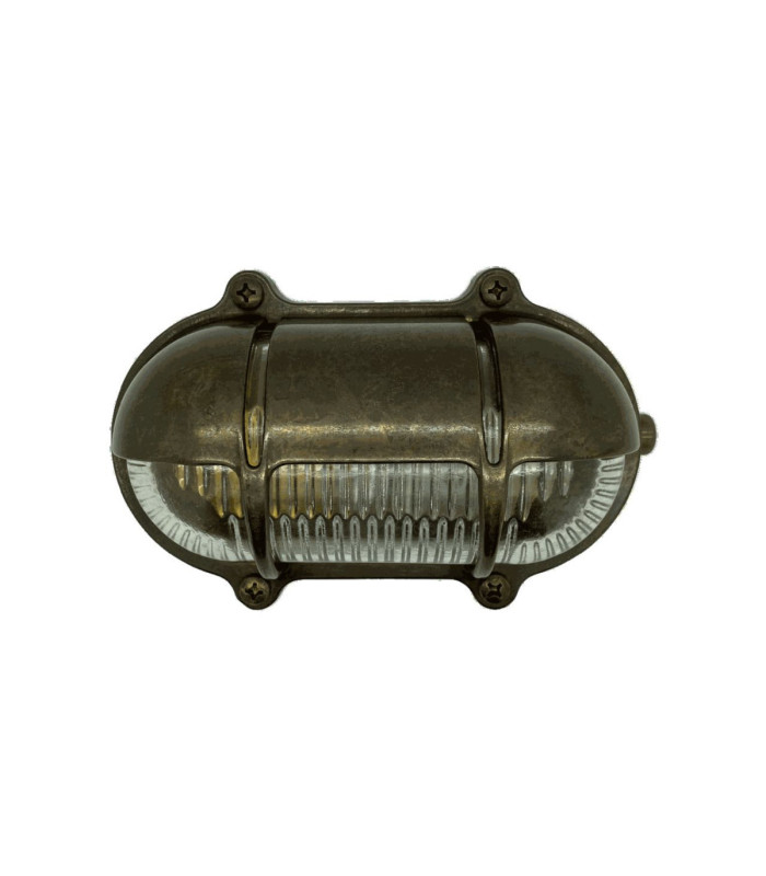 Palaemon Solid Brass Oval North Bulkhead Decorative Uplight Slits Antique Brass Finish IP64-11