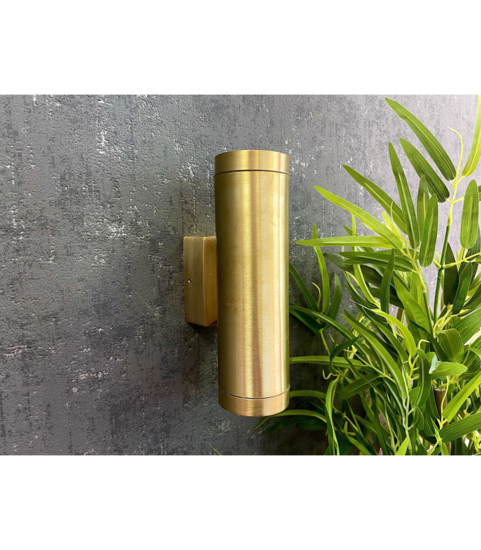 Pharos Solid Brass Up & Down Wall Light Raw Brass Finish IP64-7