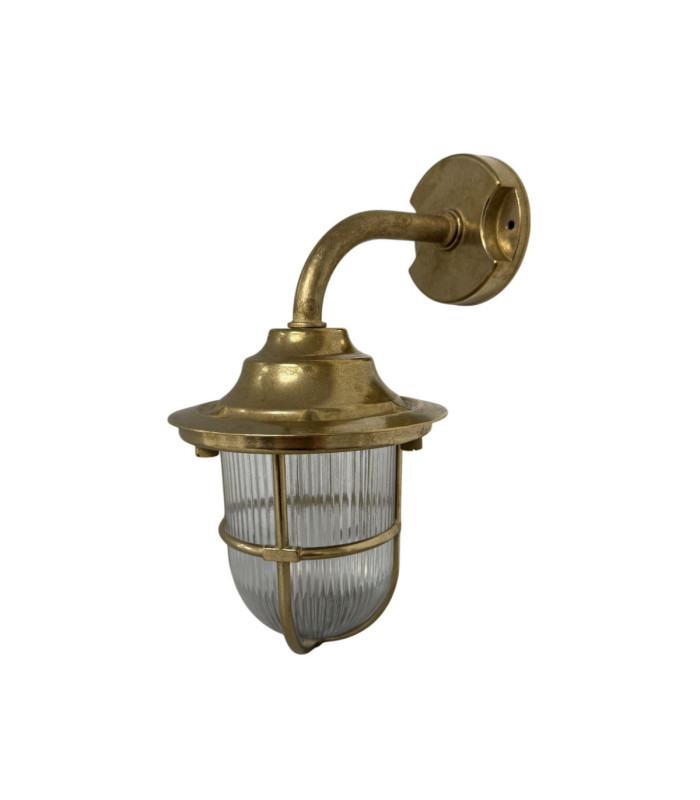 Quinn Solid Brass Guard Wall Lantern Raw Brass Finish IP64-5