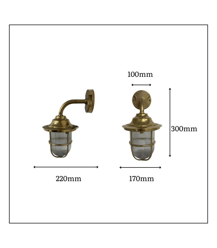 Quinn Solid Brass Wall Lantern Antique Brass Finish IP64-2