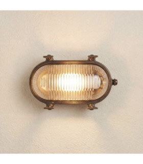 Small Solid Brass Oval Siren Bulkhead without Grill Antique Brass Finish IP64-1