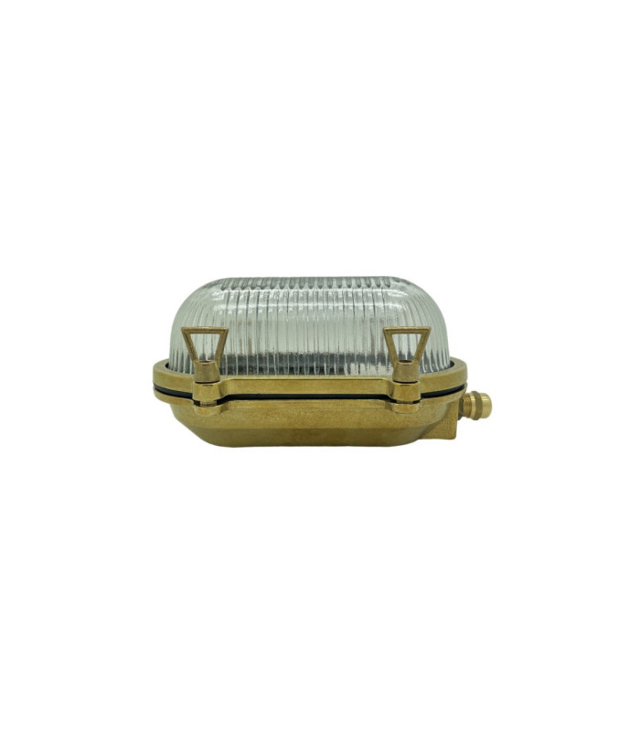 Small Solid Brass Oval Siren Bulkhead without Grill Antique Brass Finish IP64-4