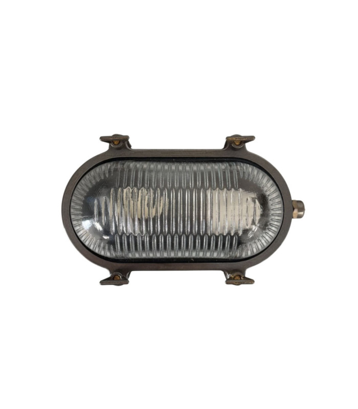 Small Solid Brass Oval Siren Bulkhead without Grill Antique Brass Finish IP64