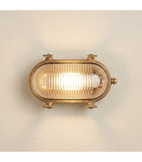 Small Solid Brass Oval Siren Bulkhead without Grill Raw Brass Finish IP64-1