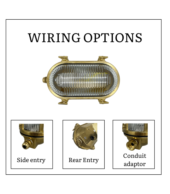 Small Solid Brass Oval Siren Bulkhead without Grill Raw Brass Finish IP64