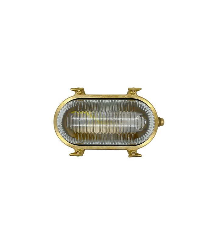 Small Solid Brass Oval Siren Bulkhead without Grill Raw Brass Finish IP64