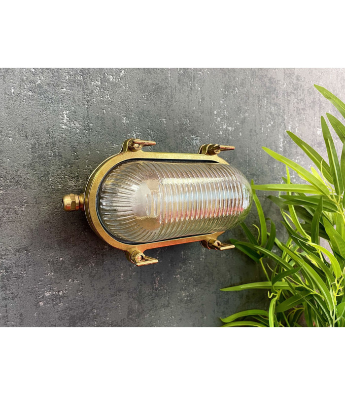 Small Solid Brass Oval Siren Bulkhead without Grill Satin Nickel Finish IP64-10