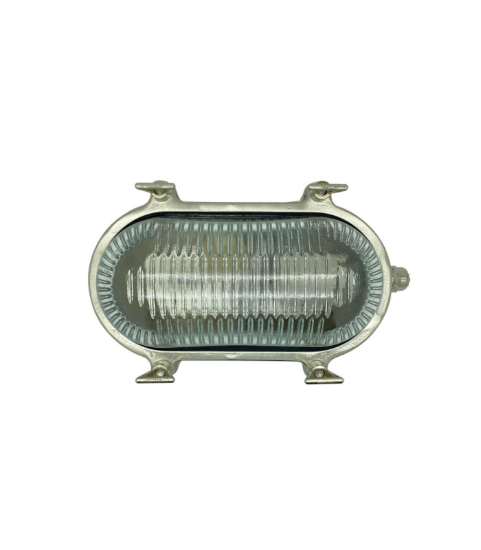 Small Solid Brass Oval Siren Bulkhead without Grill Satin Nickel Finish IP64