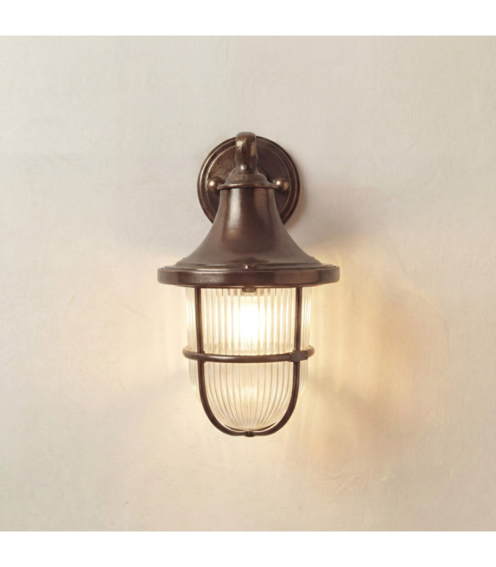 Tiller Solid Brass Wall Lantern Antique Brass Finish IP64-1