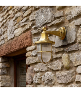 Tiller Solid Brass Wall Lantern Raw Brass Finish IP64-2