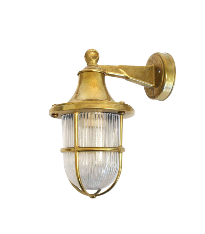 Tiller Solid Brass Wall Lantern Raw Brass Finish IP64-11