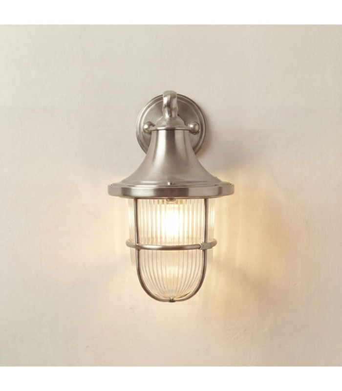 Tiller Solid Brass Wall Lantern Satin Nickel Finish IP64-1