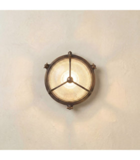 Trident Solid Brass Porthole Circular Bulkhead Lamp Antique Brass Finish IP64-1