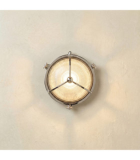 Trident Solid Brass Porthole Circular Bulkhead Lamp Mirror Nickel Finish IP64-1