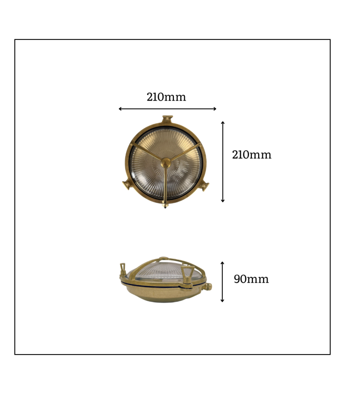 Trident Solid Brass Porthole Circular Bulkhead Lamp Mirror Nickel Finish IP64-3