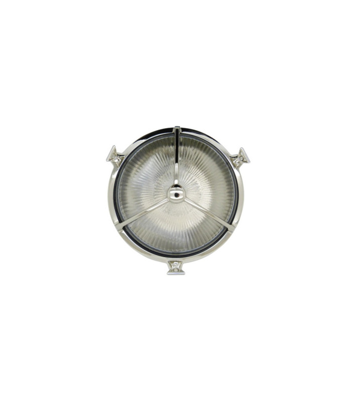 Trident Solid Brass Porthole Circular Bulkhead Lamp Mirror Nickel Finish IP64