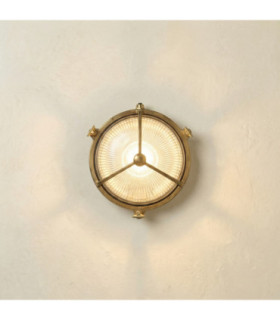 Trident Solid Brass Porthole Circular Bulkhead Lamp Raw Brass Finish IP64-1