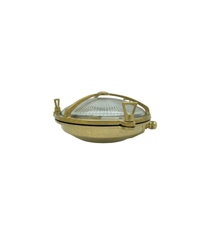 Trident Solid Brass Porthole Circular Bulkhead Lamp Raw Brass Finish IP64