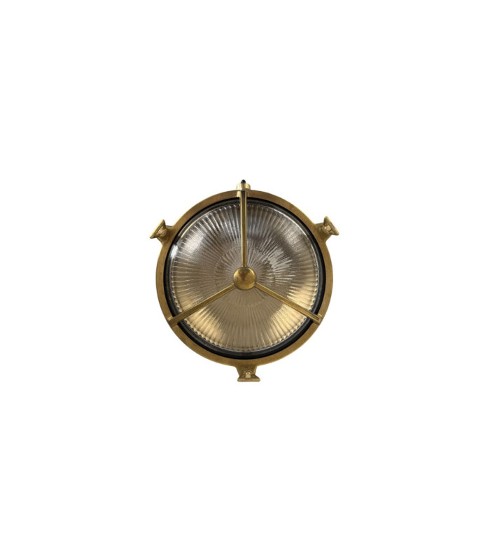 Trident Solid Brass Porthole Circular Bulkhead Lamp Raw Brass Finish IP64