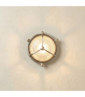 Trident Solid Brass Porthole Circular Bulkhead Lamp Satin Nickel Finish IP64-1