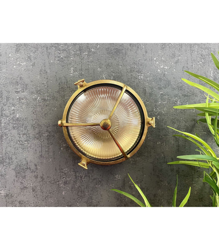 Trident Solid Brass Porthole Circular Bulkhead Lamp Satin Nickel Finish IP64