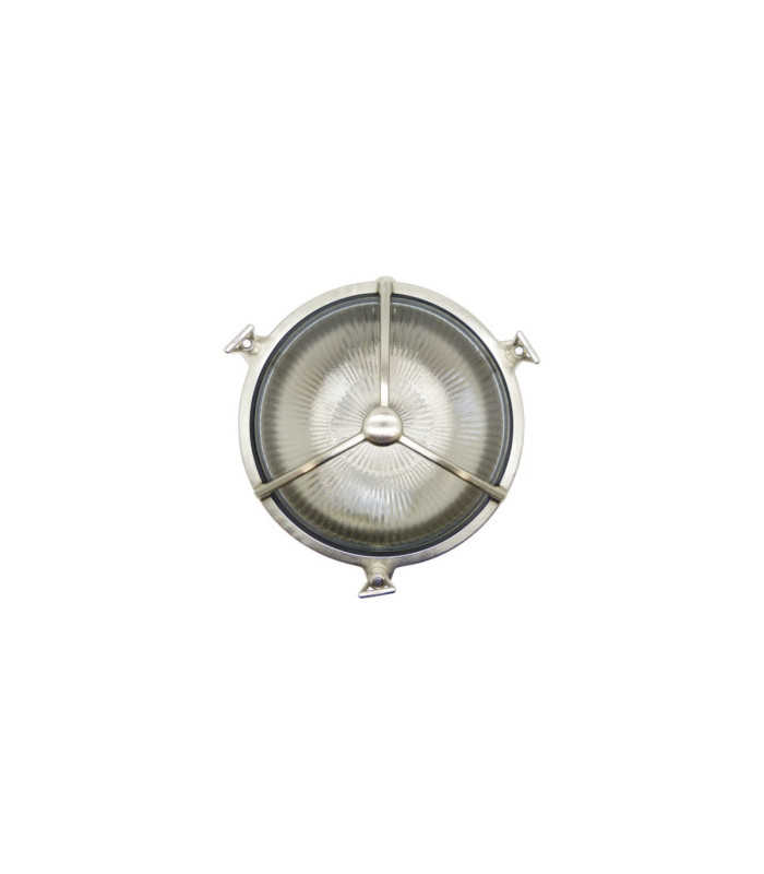 Trident Solid Brass Porthole Circular Bulkhead Lamp Satin Nickel Finish IP64