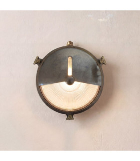 Trident Solid Brass Shield Porthole Circular Shield Bulkhead Lamp Antique Brass Finish IP64-1