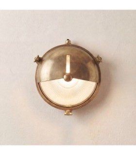 Trident Solid Brass Shield Porthole Circular Shield Bulkhead Lamp Raw Brass Finish IP64-1