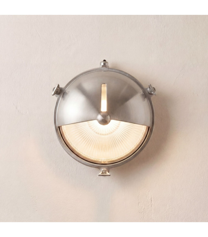 Trident Solid Brass Shield Porthole Circular Shield BulkheadLamp Satin Nickel Finish IP64-1