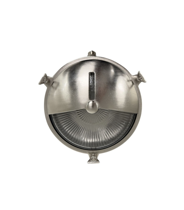 Trident Solid Brass Shield Porthole Circular Shield BulkheadLamp Satin Nickel Finish IP64