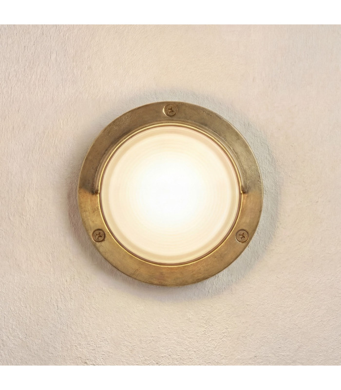 Walkway Solid Brass Circular 14cm Light Raw Brass Finish IP65-1