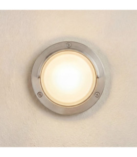 Walkway Solid Brass Circular 14cm Light Satin Nickel Finish IP65-1