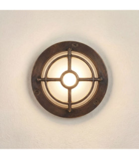 Walkway Solid Brass Circular 14cm Guard Light Antique Brass Finish IP65-1