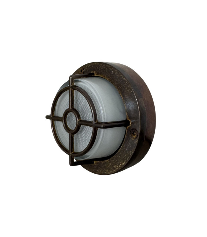 Walkway Solid Brass Circular 14cm Guard Light Antique Brass Finish IP65-3
