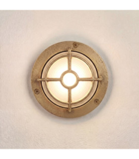 Walkway Solid Brass Circular 14cm Guard Light Raw Brass Finish IP65-1